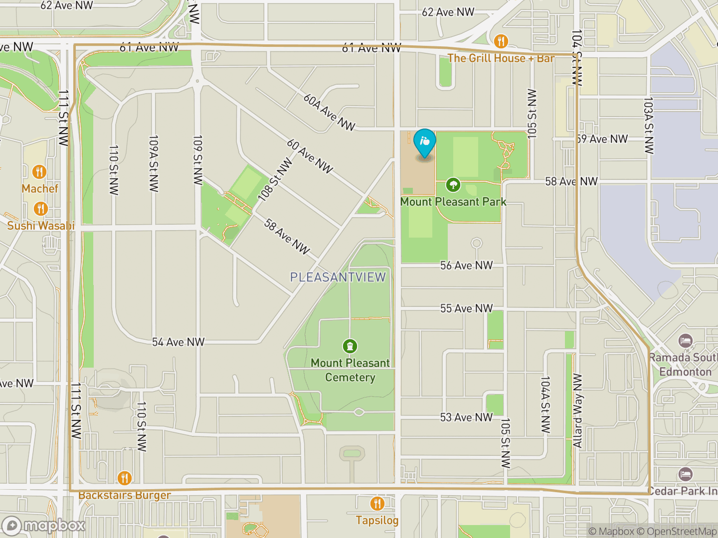 Map of Pleasantview, Edmonton — neighbourhood boundary, 1 school, parks and surrounding streets.