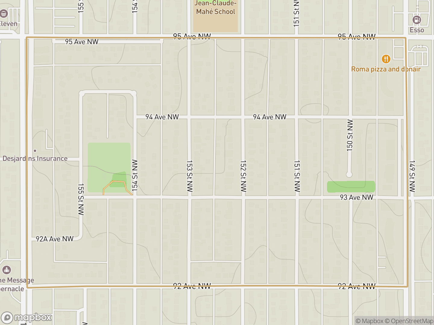 Map of Sherwood, Edmonton — neighbourhood boundary, parks and surrounding streets.